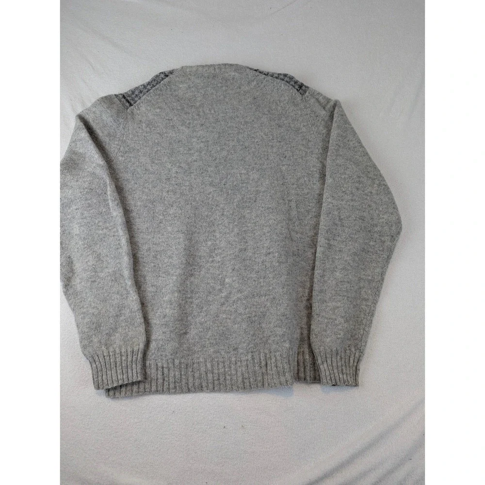 Brooks Brothers Shetland Houndstooth V-Neck Sweater Mens Large Grey Plaid Preppy